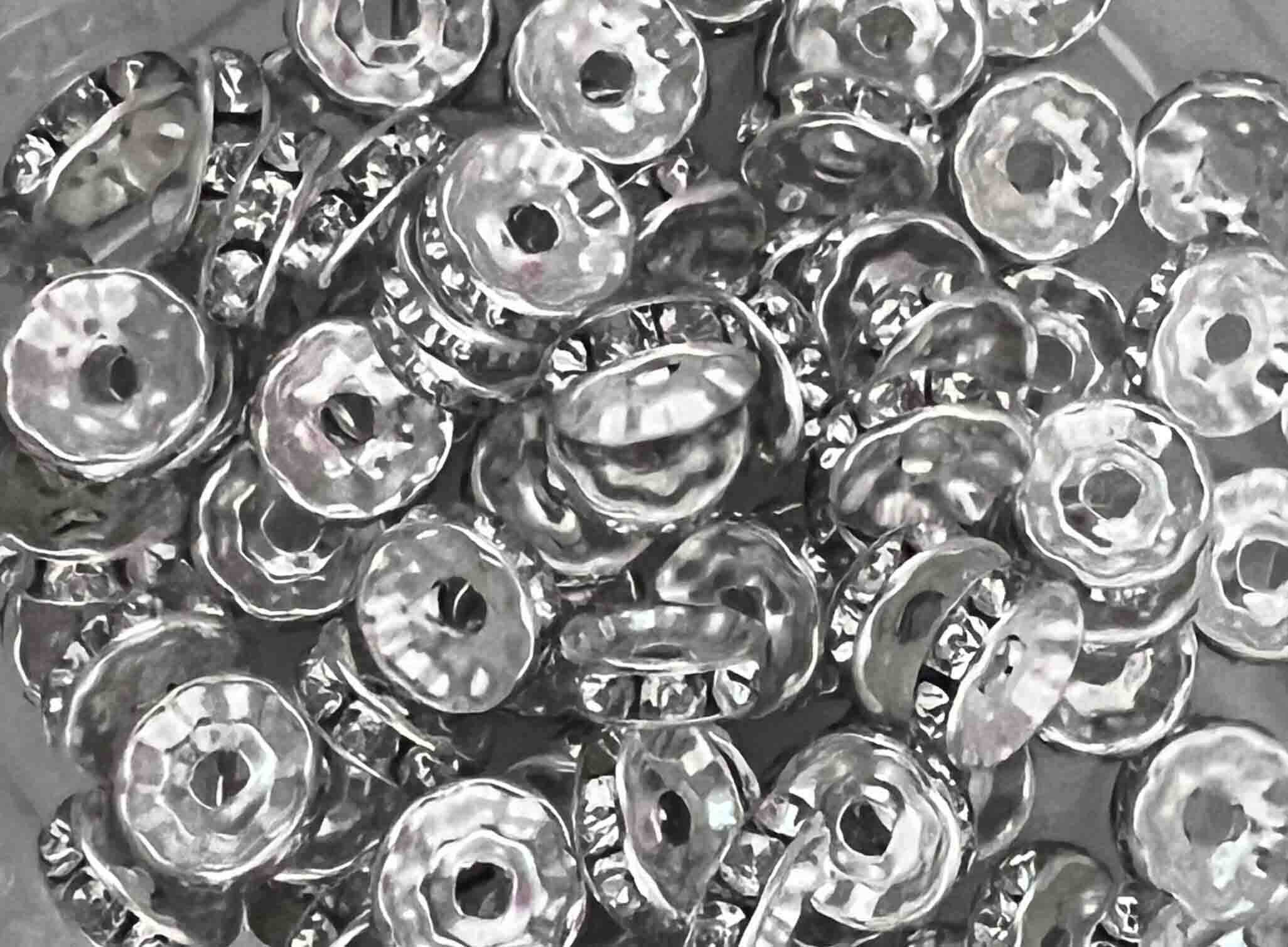 Small Silver spacer Beads Dazzling beads For Bracelet Pendant Jewelry Pen  Accessories set of 5 - SillyMunk